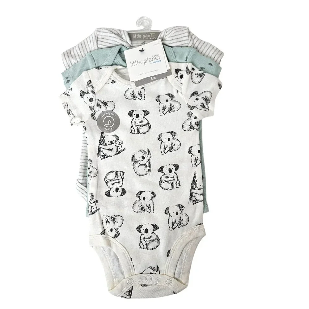Little Planet By Carter's Organic Cotton Baby Bodysuits 3 Pack 3 Months Adorable